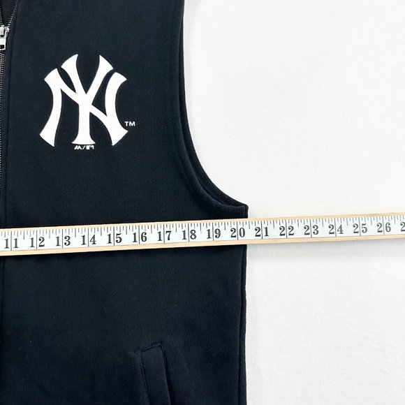 New York Yankees Jumper Mens Medium M Black MLB Full Zip Hooded Sleeveless Adult - Picture 8 of 11